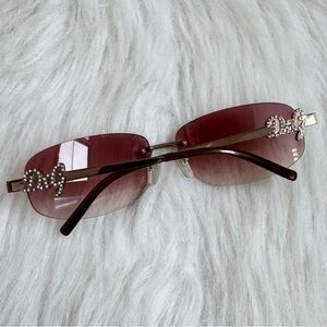 Authentic D&G dolce&gabbana pink gradient rimless rhinestone sunglasses